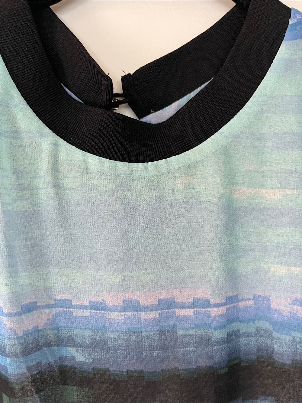 Rachel Sleeveless Blue Striped High-Low Dress - Picture 4 of 7